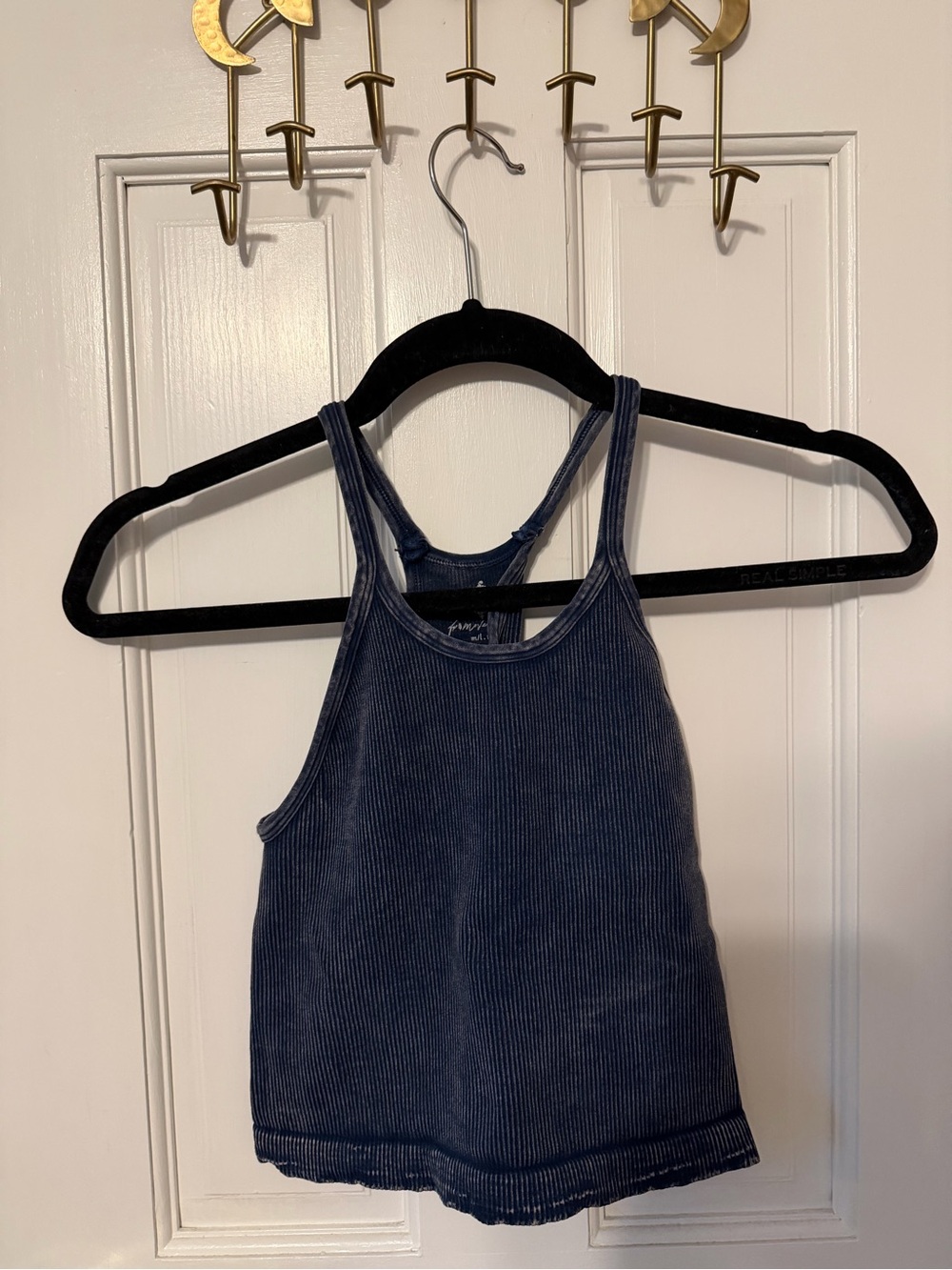 Free People Navy Ribbed Racerback Camisole